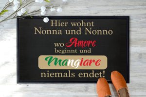 "Nonna & Nonno wo Mangiare niemals endet" Staubfangmatte / Fußmatte  Italien Italiener - Great Things 4 Family