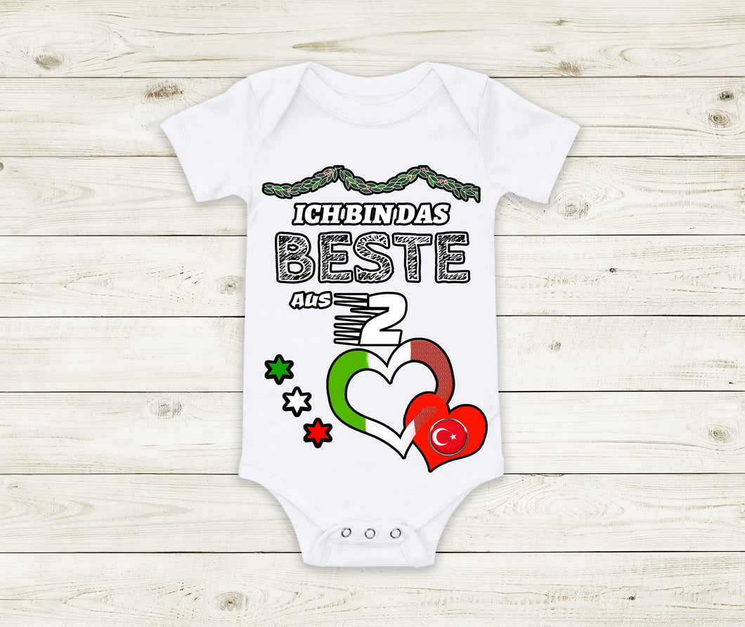 Baby Body Strampler Beste aus 2 Italien Türkei Fußball kurzarm weiß Baumwolle lustig und frech Geschenk - Great Things 4 Family