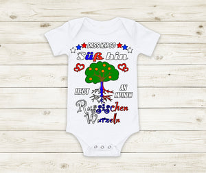 Baby Body Strampler Russische Wurzeln Russland Deutschland  kurzarm weiß Baumwolle lustig und frech Geschenk erster Muttertag - Great Things 4 Family