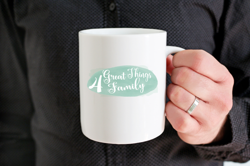 Werbetassen mit Logodruck - kleine Auflage - Kaffeetasse  weiß 330ml als Firmentasse mit Logo Druck - Great Things 4 Family