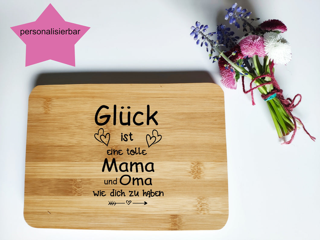 Schneidebrett Personalisierbar Glück ist eine Mama & Oma wie Sie zu haben Bambusholzbrett mit Gravur Mütter Tag Geschenk Wunsch Name Text