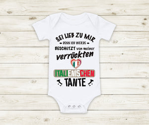 Babybody Strampler  "verrückte italienische Tante"  Geburt Geschenk Baby Party Italien Italiener Italienerin - Great Things 4 Family