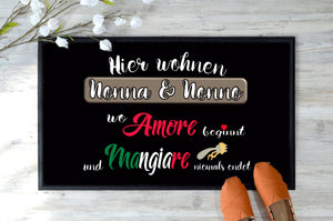 Fußmatte  "Nonna & Nonno wo Mangiare niemals endet" Staubfangmatte  Italien Italiener - Great Things 4 Family
