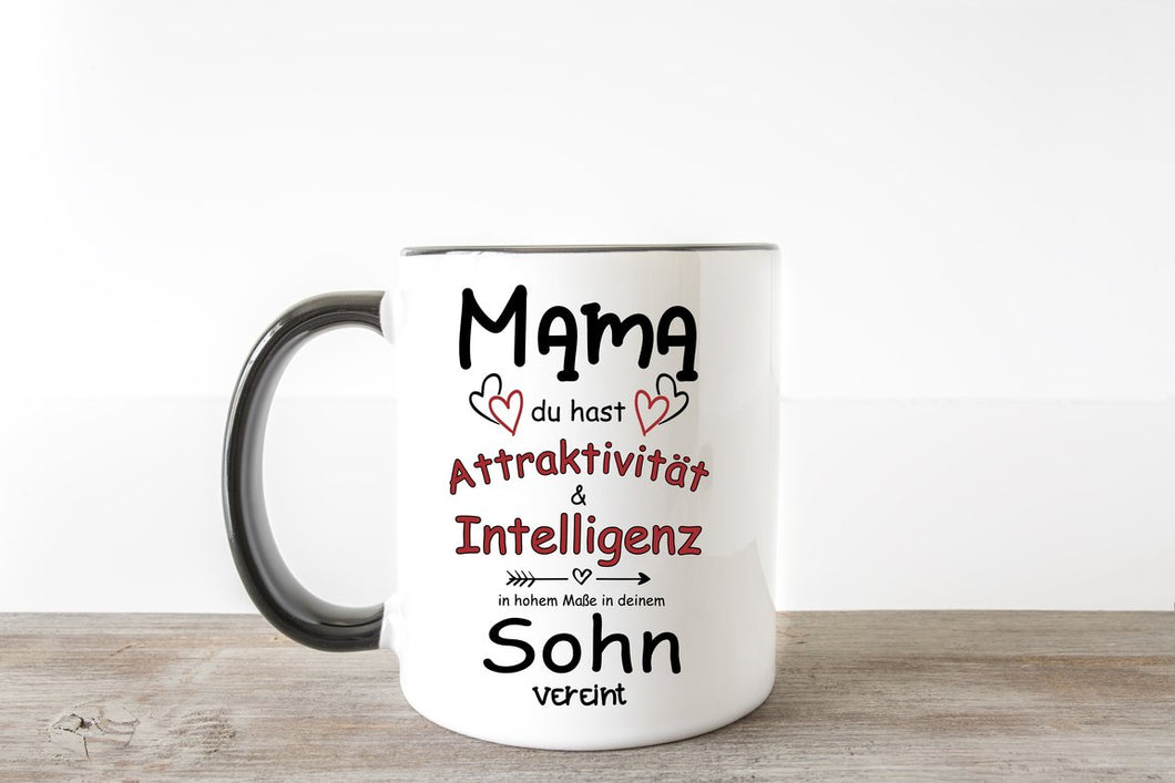 Mama dein Sohn vereint Intelligenz und attraktivität Kaffee Tasse Muttertag Tasse Beste Mama Geschenk Mütter Mama Mami - Great Things 4 Family