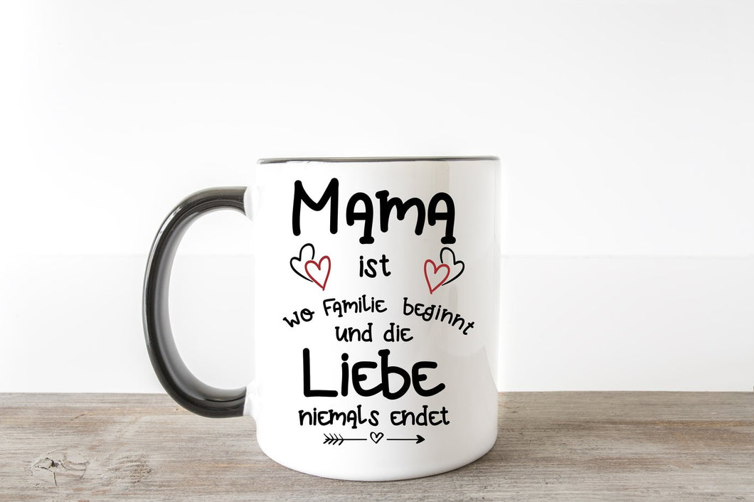 Mama ist wo Familie beginnt und die Liebe niemals endet Kaffee Tasse Muttertag Tasse Beste Mama Geschenk Mütter Mama Mami - Great Things 4 Family