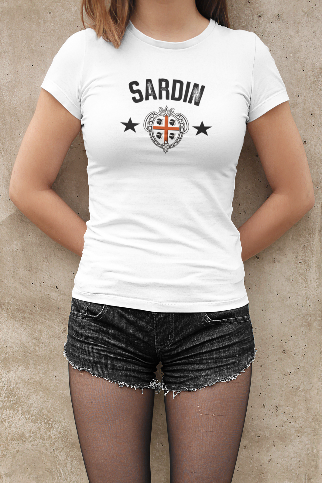 Damen  T-Shirt - Sardin - weiß kurzarm rundhals baumwolle italien